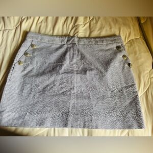 J. Crew Stylish seer sucker Skirt with Button Accents